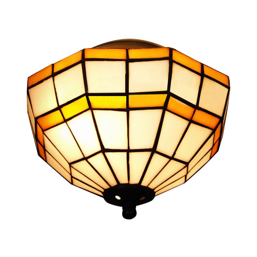 Tiffany Style Mission Ceiling Light: Stained Glass Semi Flush Mount with Geometric Shade
