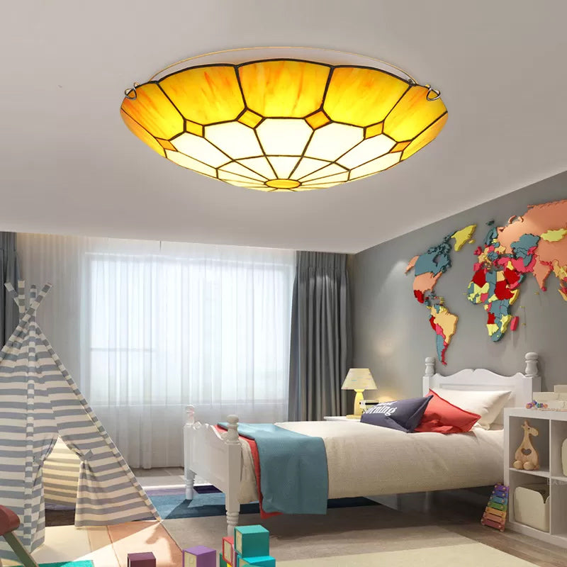 Tiffany Floral Flush Mount Ceiling Lights - 2 Light Bedroom Fixture