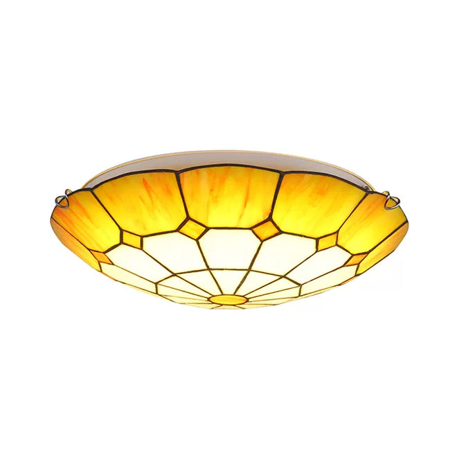 Tiffany Floral Flush Mount Ceiling Lights - 2 Light Bedroom Fixture