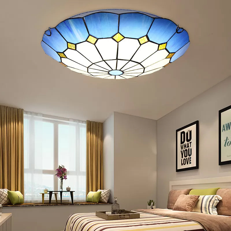 Tiffany Floral Flush Mount Ceiling Lights - 2 Light Bedroom Fixture