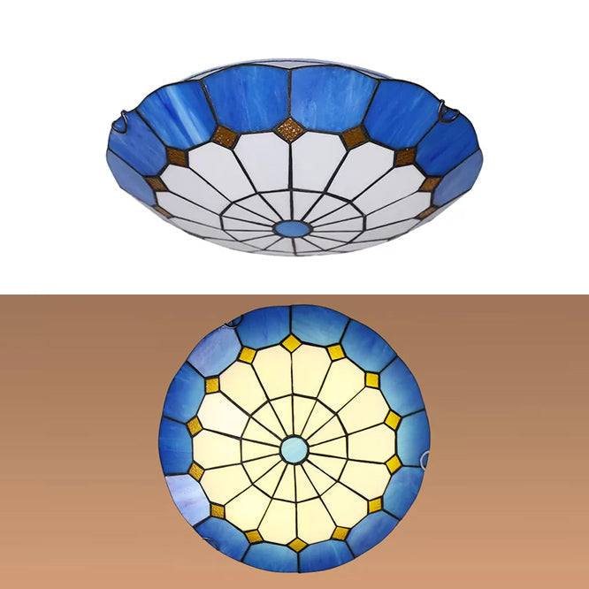 Tiffany Floral Flush Mount Ceiling Lights - 2 Light Bedroom Fixture