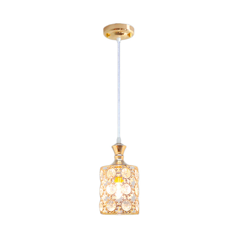 Sunflower Pendulum Light with Modern Crystal Embedded Design and 3 Layers in Gold for Restaurant Pendant Lighting