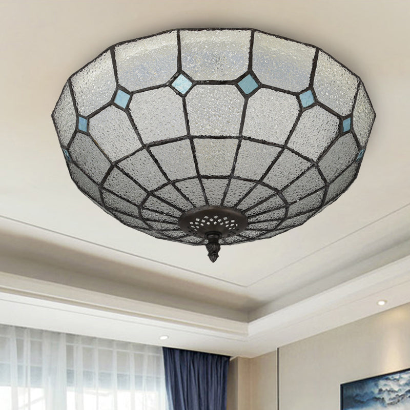 Baroque 3-Head Cut Glass Clear/Textured White Flushmount Ceiling Light