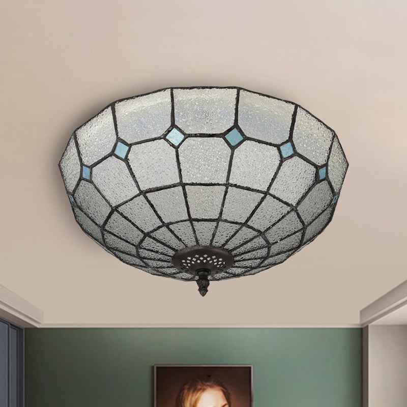 Baroque 3-Head Cut Glass Clear/Textured White Flushmount Ceiling Light