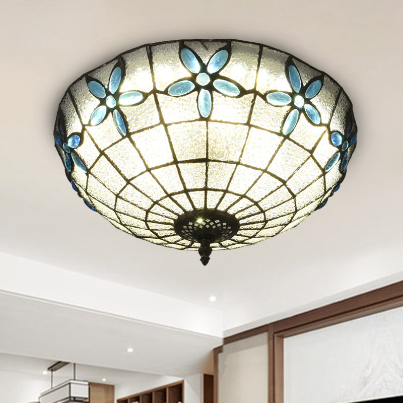Baroque 3-Head Cut Glass Clear/Textured White Flushmount Ceiling Light