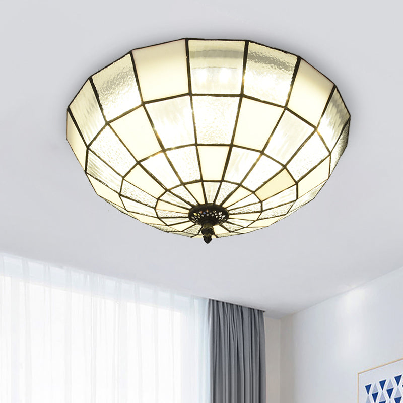 Baroque 3-Head Cut Glass Clear/Textured White Flushmount Ceiling Light