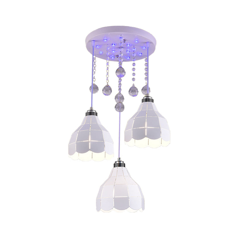 Sleek Metal Dome Pendant Light: Triple Bulb, White Finish - Ceiling Suspension Lamp