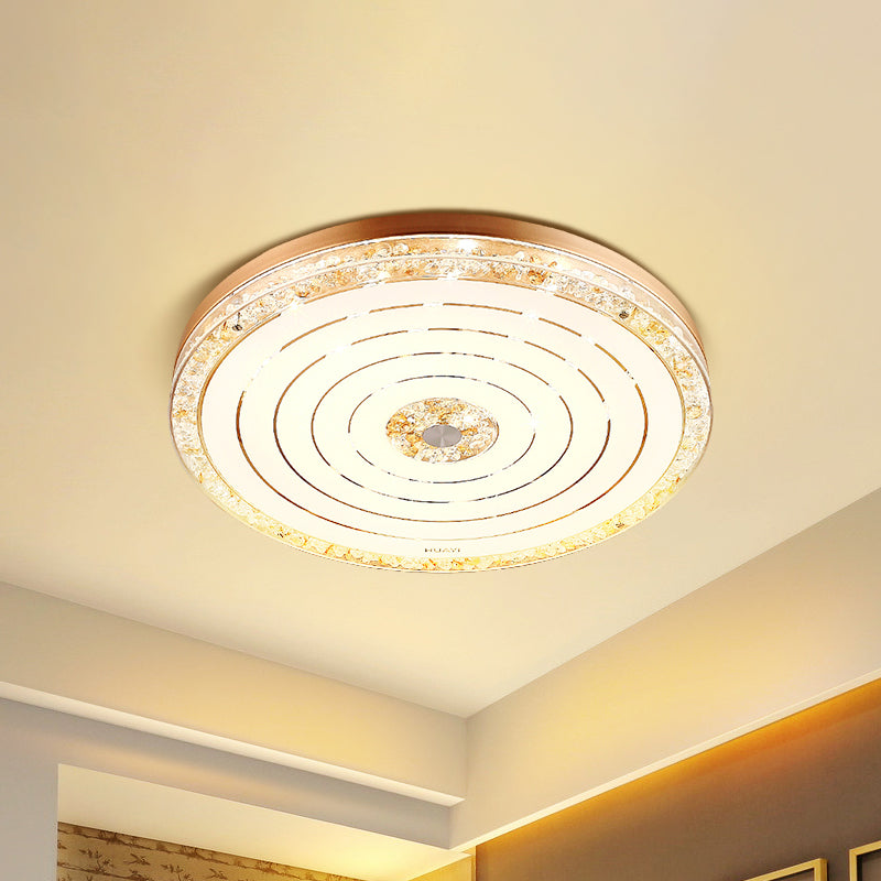Minimalistic Crystal Disc LED Ceiling Light Fixture - Gold Flush Mount for Bedrooms