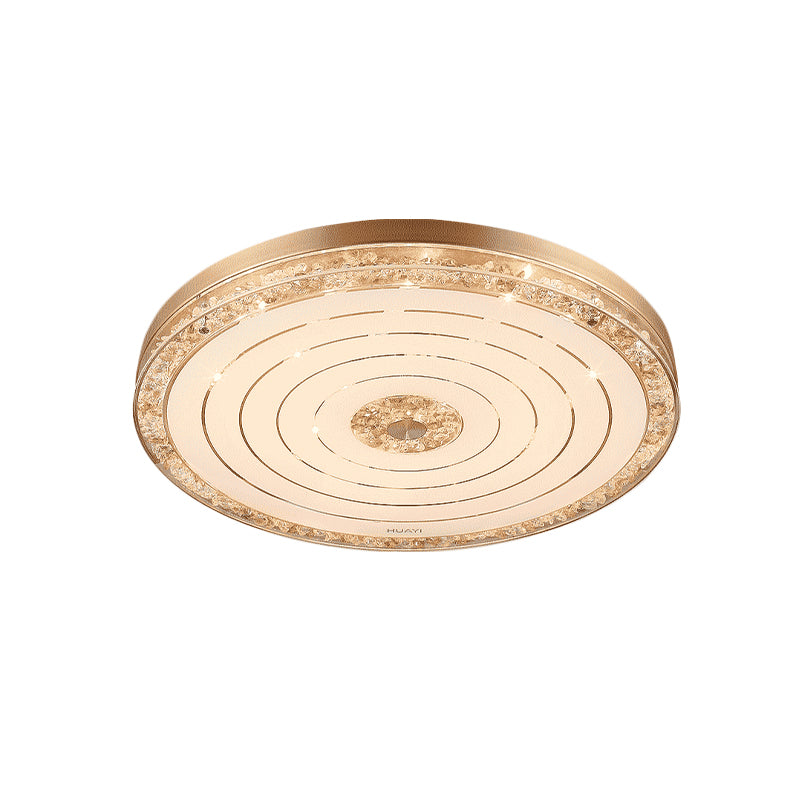 Minimalistic Crystal Disc LED Ceiling Light Fixture - Gold Flush Mount for Bedrooms