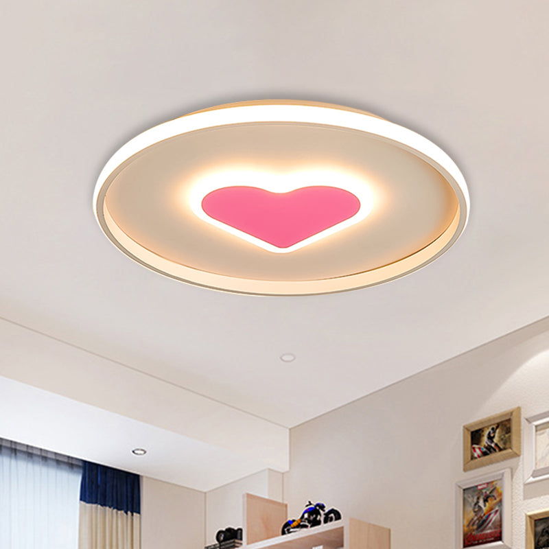 Nordic Heart Flush Mounted LED Bedroom Light - Pink/Black/White