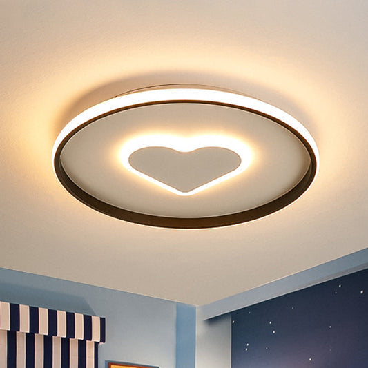 Nordic Heart Flush Mounted LED Bedroom Light - Pink/Black/White