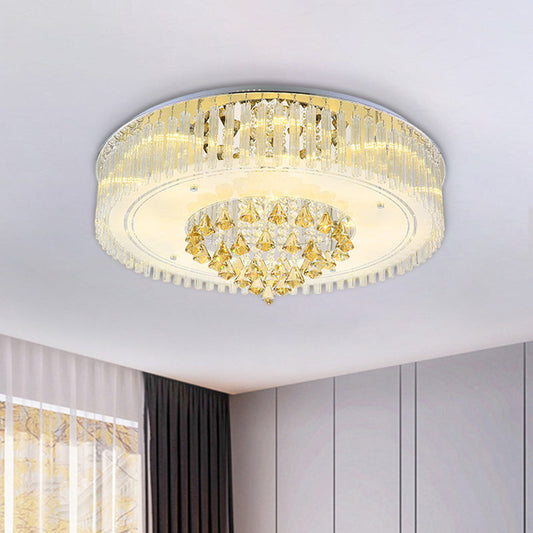 Modern Clear Crystal LED Flush Mount Ceiling Light Fixture