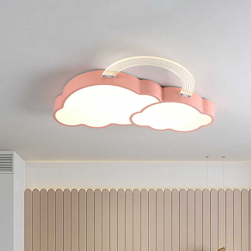 Rainbow Cloud LED Pink Flushmount for Child's Bedroom
