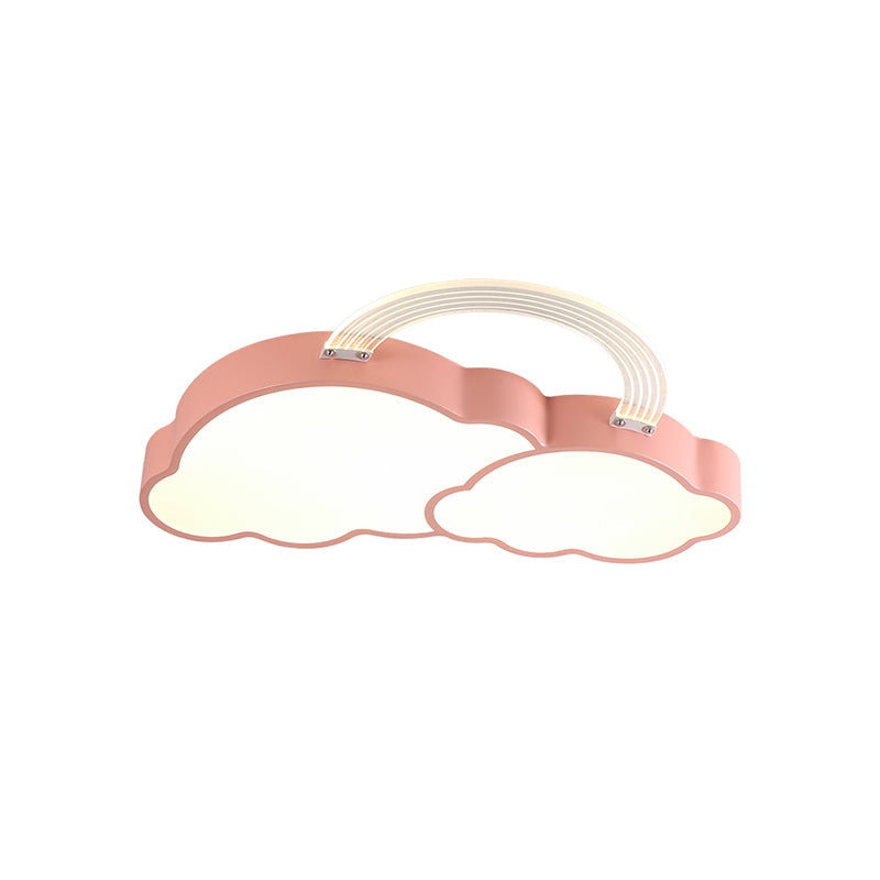 Rainbow Cloud LED Pink Flushmount for Child's Bedroom