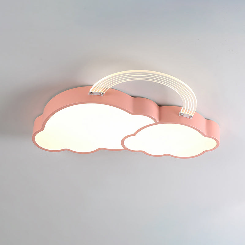 Rainbow Cloud LED Pink Flushmount for Child's Bedroom