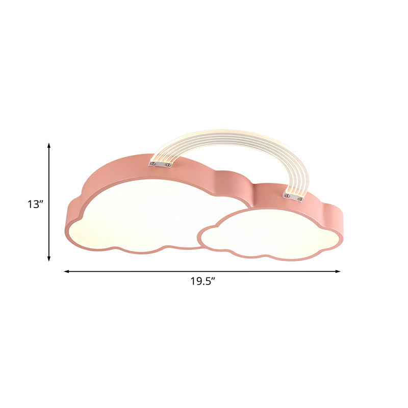 Rainbow Cloud LED Pink Flushmount for Child's Bedroom