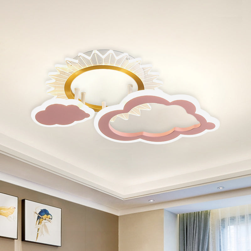 Rainbow Cloud LED Pink Flushmount for Child's Bedroom