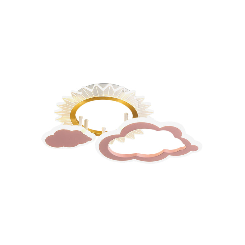 Rainbow Cloud LED Pink Flushmount for Child's Bedroom