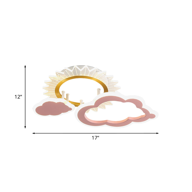 Rainbow Cloud LED Pink Flushmount for Child's Bedroom