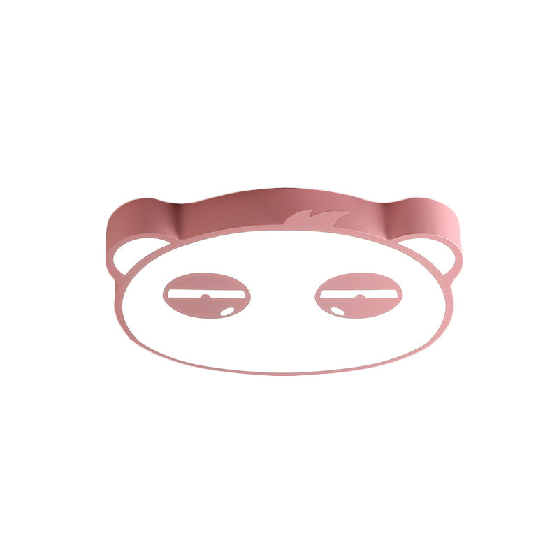 Kids Bedroom Cartoon LED Ceiling Light with Panda Shape, Acrylic Shade and Pink/Green/Blue Finish
