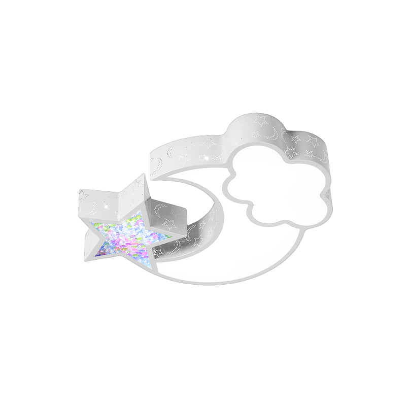 Nordic LED Flush Ceiling Light with Acrylic Starry Sky Design - Ideal for Child's Bedroom - White/Pink/Blue Options