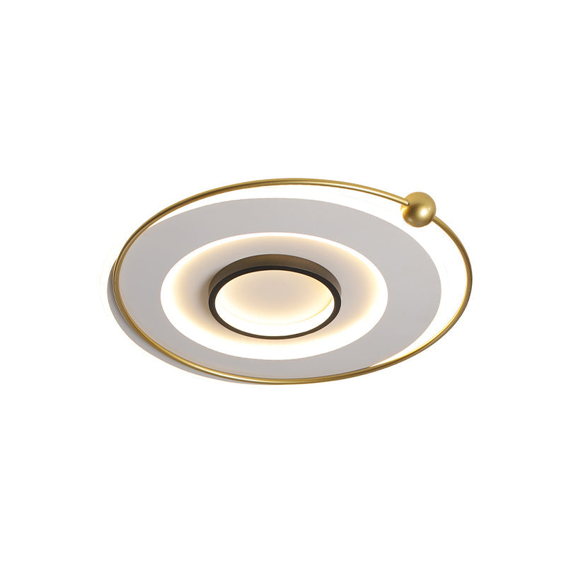 Modern LED Gold Round Flushmount Ceiling Light in White/Warm Light