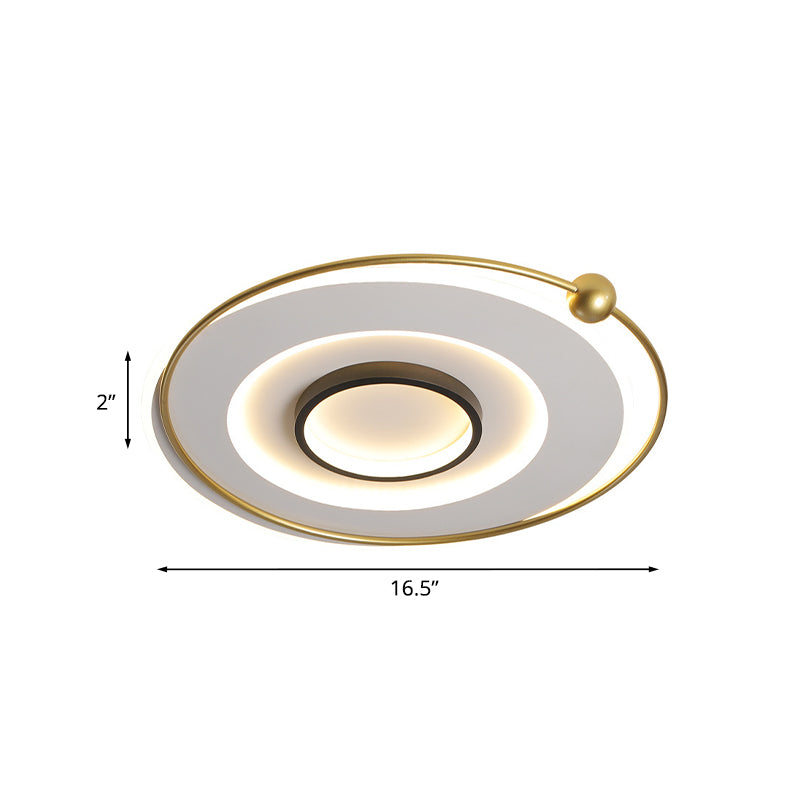 Modern LED Gold Round Flushmount Ceiling Light in White/Warm Light