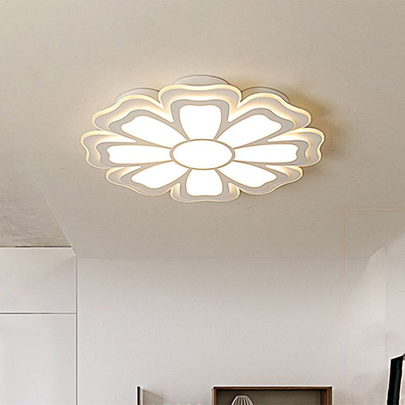 Modern Creative Flower Flush Mount Light with Acrylic Diffuser - LED Bedroom Ceiling Flush in Warm/White - Multiple Size Options