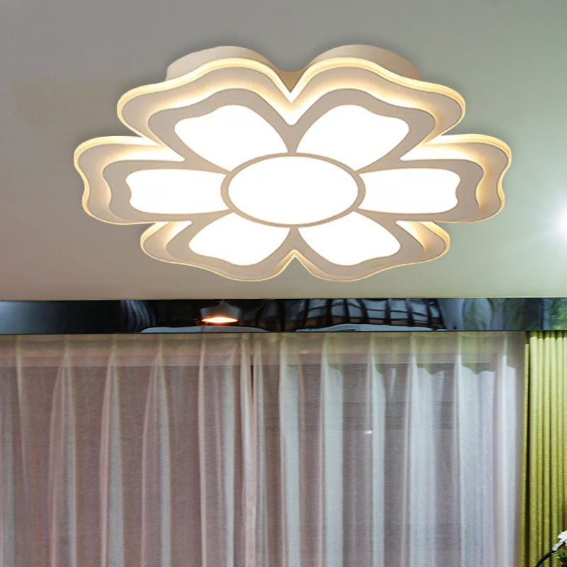 Modern Creative Flower Flush Mount Light with Acrylic Diffuser - LED Bedroom Ceiling Flush in Warm/White - Multiple Size Options