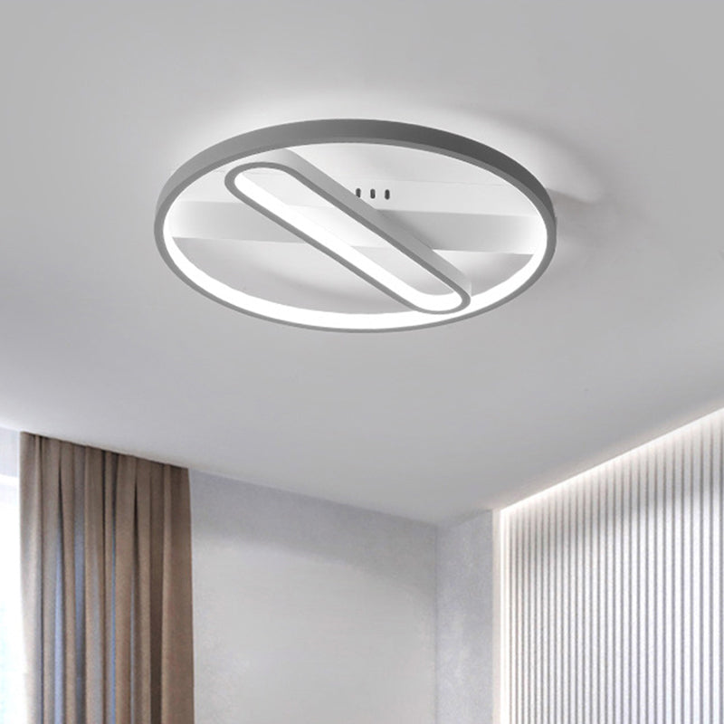 Geometric Flush Mount Ceiling Light in Metal Grey - Modern LED Lamp (Warm/White Light) - 16.5"/20.5" Width