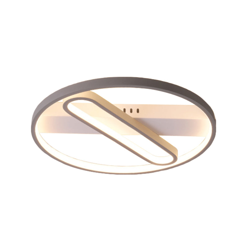 Geometric Flush Mount Ceiling Light in Metal Grey - Modern LED Lamp (Warm/White Light) - 16.5"/20.5" Width