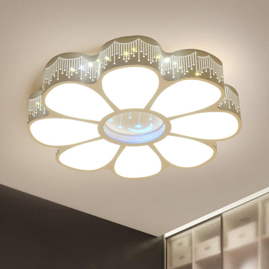 Modern Metallic Floral LED Flushmount Ceiling Lamp - White