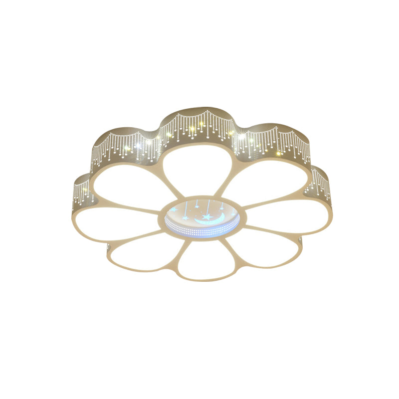 Modern Metallic Floral LED Flushmount Ceiling Lamp - White