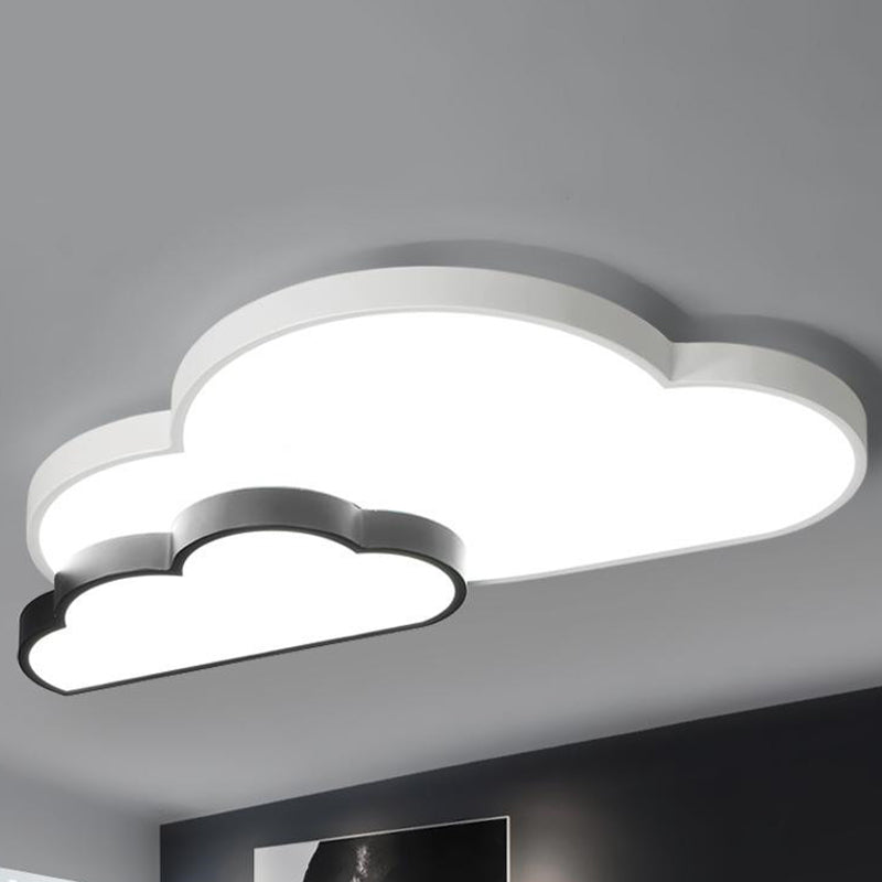 Nordic Cloud LED Flush Mount in Black and White - White/Warm Lighting