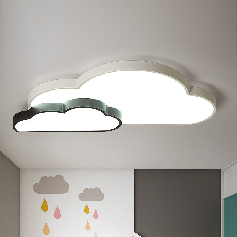Nordic Cloud LED Flush Mount in Black and White - White/Warm Lighting