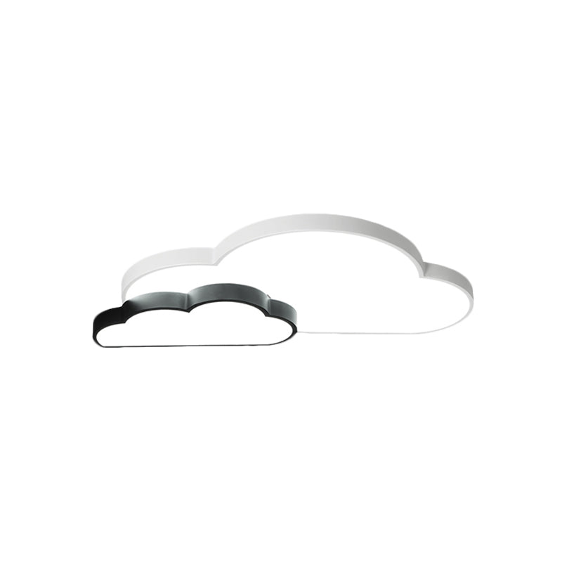 Nordic Cloud LED Flush Mount in Black and White - White/Warm Lighting
