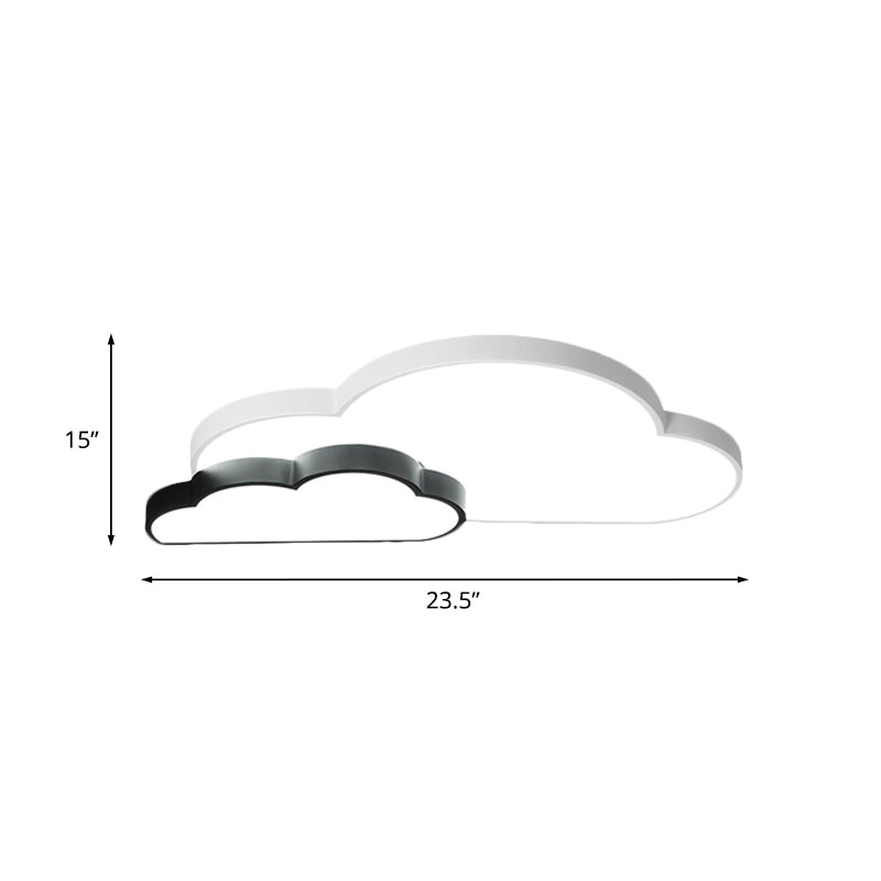 Nordic Cloud LED Flush Mount in Black and White - White/Warm Lighting