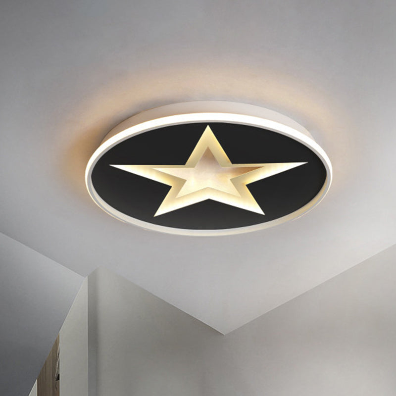 Star Pattern Nordic Acrylic LED Flush Mount Lighting in Black, White/Warm Light - Bedroom Fixture