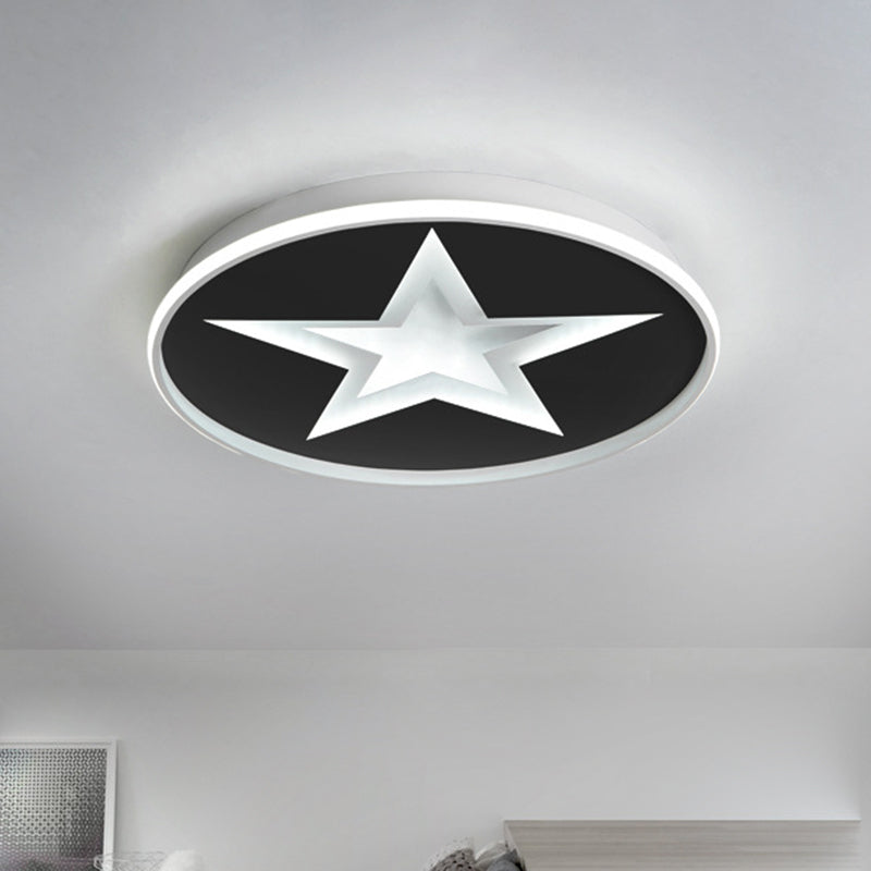 Star Pattern Nordic Acrylic LED Flush Mount Lighting in Black, White/Warm Light - Bedroom Fixture