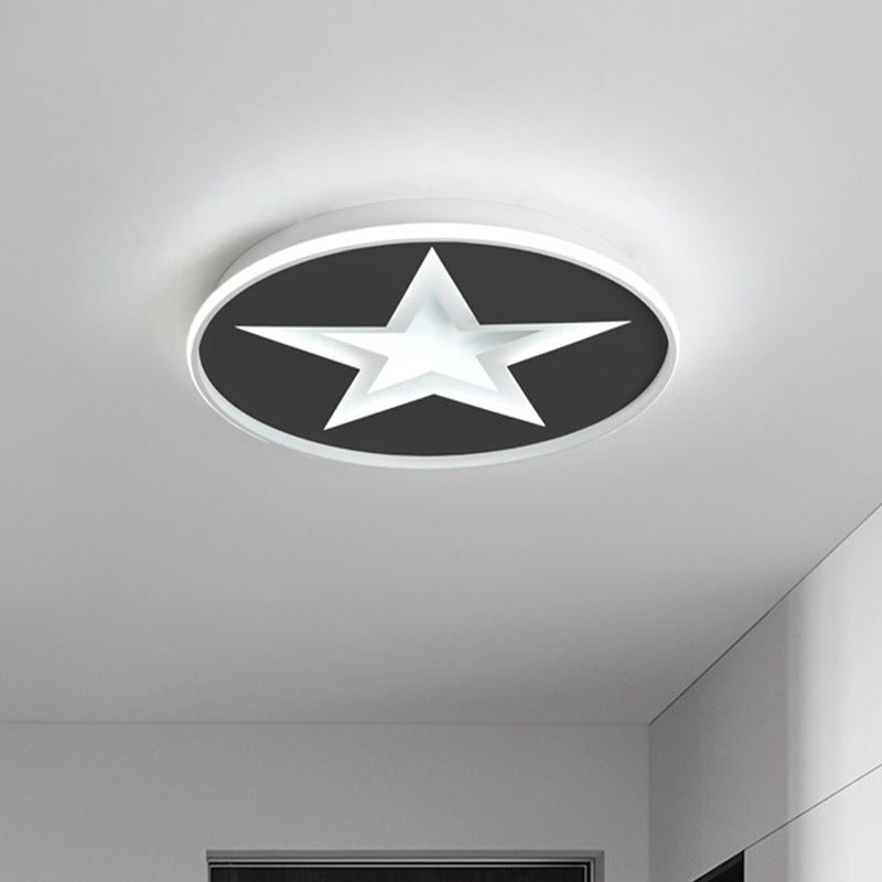 Star Pattern Nordic Acrylic LED Flush Mount Lighting in Black, White/Warm Light - Bedroom Fixture