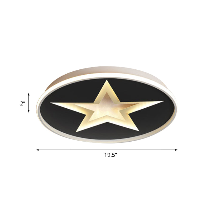 Star Pattern Nordic Acrylic LED Flush Mount Lighting in Black, White/Warm Light - Bedroom Fixture