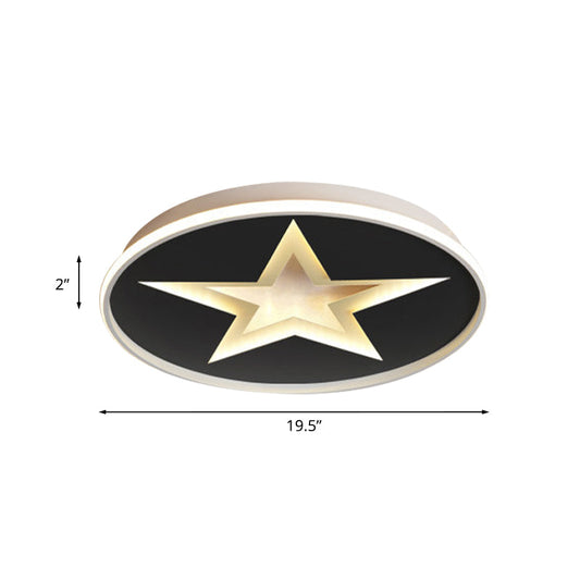 Star Pattern Nordic Acrylic Led Flush Mount Lighting In Black White/Warm Light - Bedroom Fixture