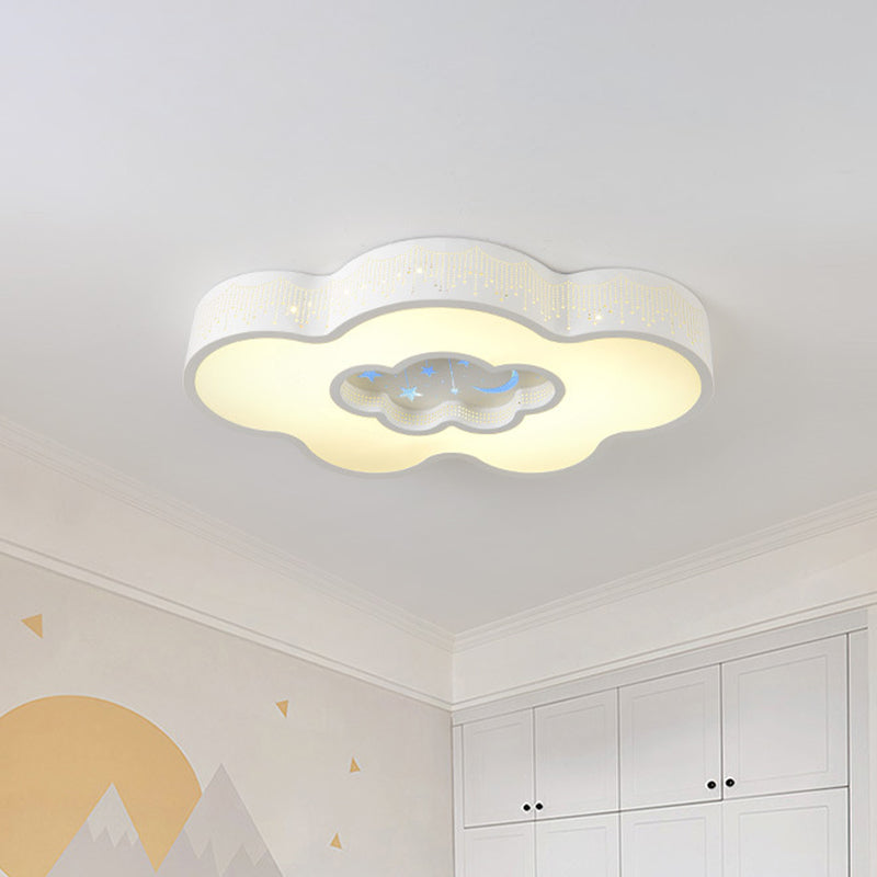 Nordic LED Flush Mount Ceiling Light in Cloud Design - White/Warm Light