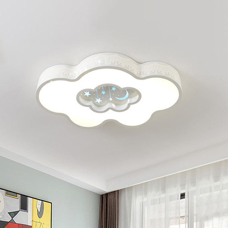 Nordic LED Flush Mount Ceiling Light in Cloud Design - White/Warm Light