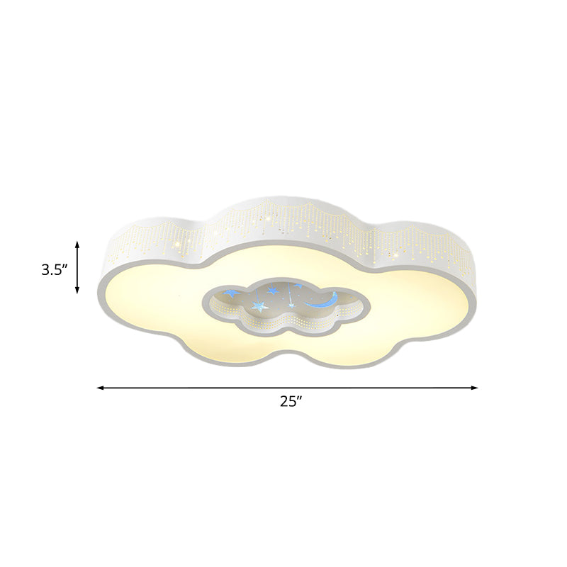 Nordic LED Flush Mount Ceiling Light in Cloud Design - White/Warm Light