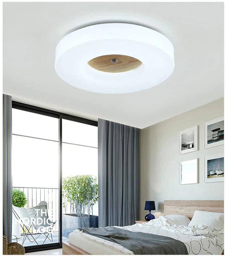 Plafonnier rond en bois massif simple et créatif pour la maison
