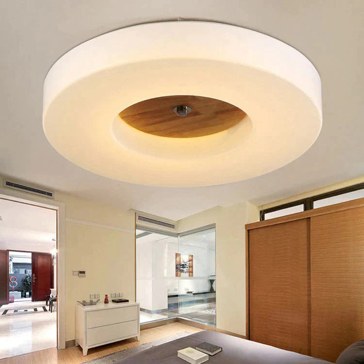 Plafonnier rond en bois massif simple et créatif pour la maison