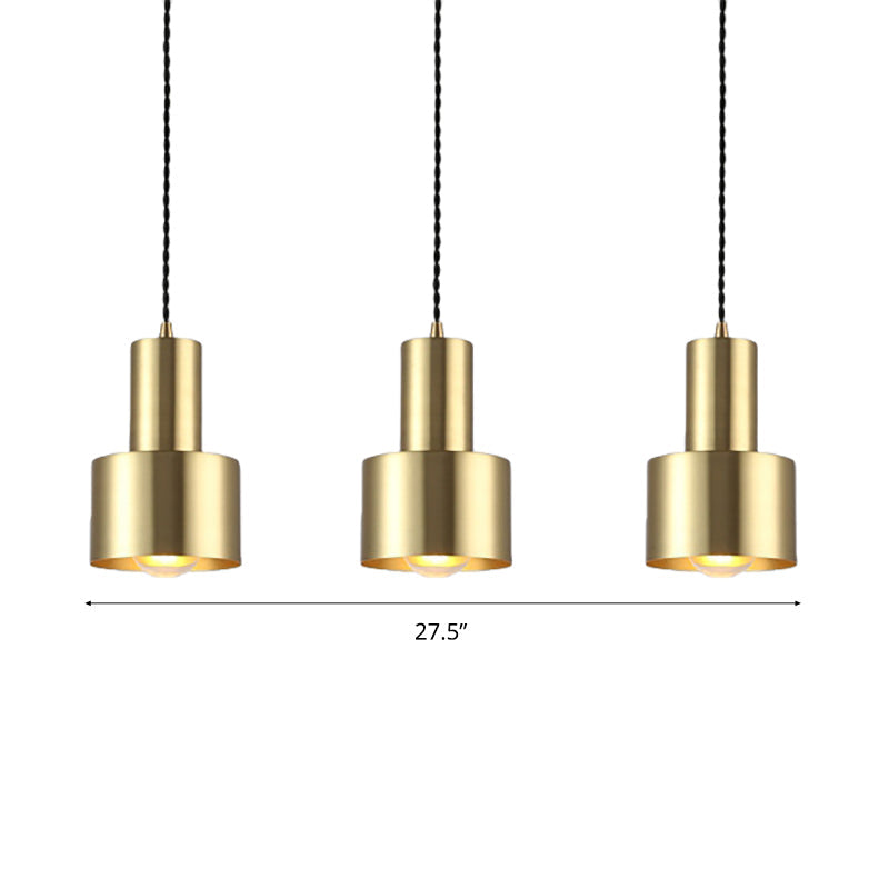 Suspension tambour en laiton de style rétro - Plafonnier en métal pour salon