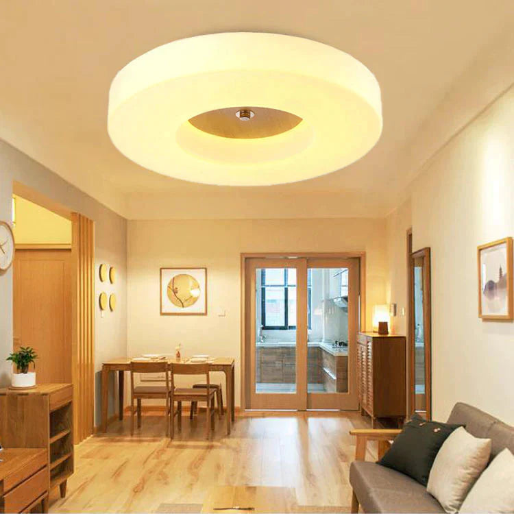 Plafonnier rond en bois massif simple et créatif pour la maison