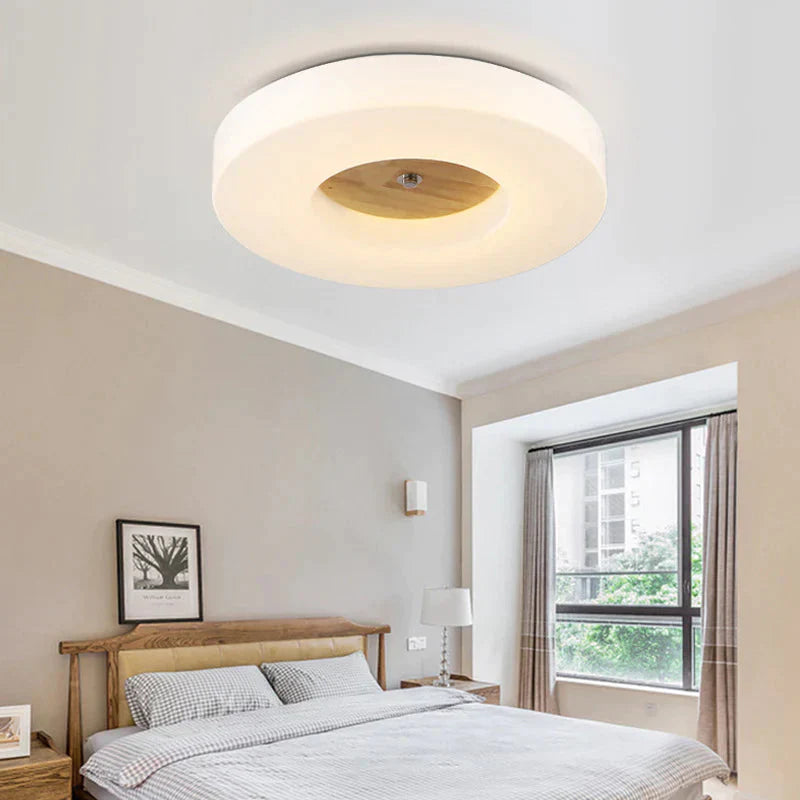 Plafonnier rond en bois massif simple et créatif pour la maison